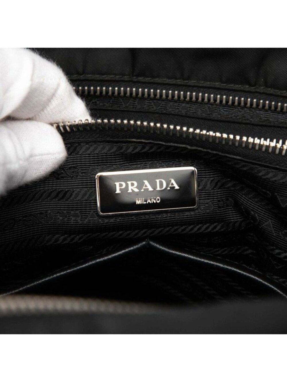 Prada Triangle Logo Mother's 2-Way Shoulder Bag Black Nylon - Picture 5 of 5